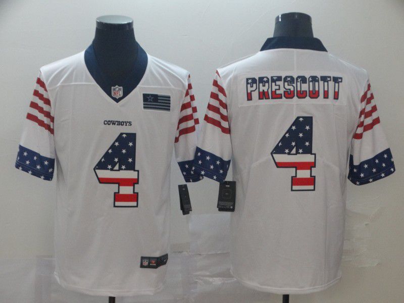 Men Dallas cowboys #4 Prescott White Retro USA Flag Nike NFL Jerseys->new york giants->NFL Jersey